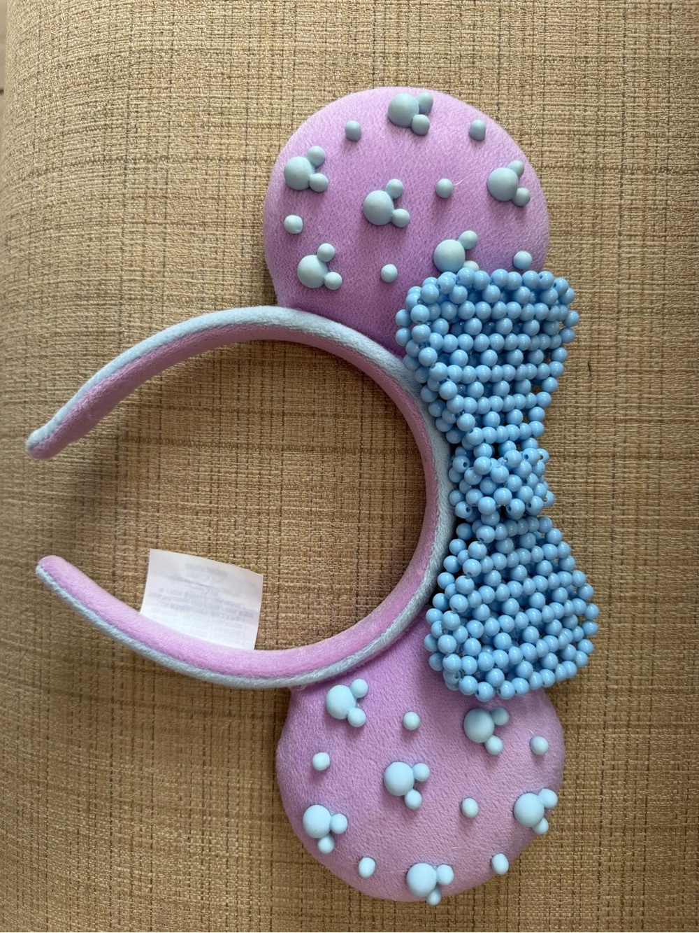 Disney Pink and Light Blue Beaded Minnie Ears Headband